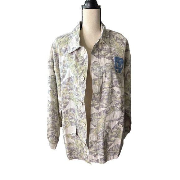 Disney Linen Shirt Resort Palms Jacket NEW Shacket Safari Button Front Medium - Picture 4 of 10